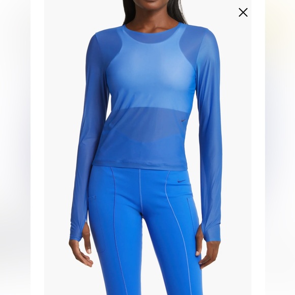 Nike FutureMove Women's Blue Sheer Dri-FIT Long-Sleeve Top with thumbholes - Picture 13 of 16